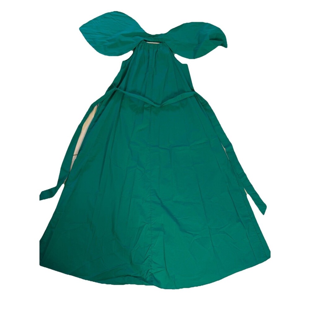 NY & Company Green Halter Maxi Dress Chain Strap‎ Pockets Scarf Women XS